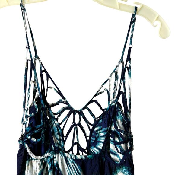 Anthropologie Maxi Dress Blue Tie Dye Strappy Details  Small Summer Fun Beachy - Picture 3 of 12